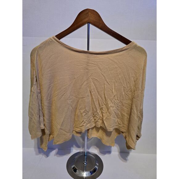 Double Zero Women's Tan Lightweight Knit Top Size L Flowy Boho Casual... - Picture 1 of 3